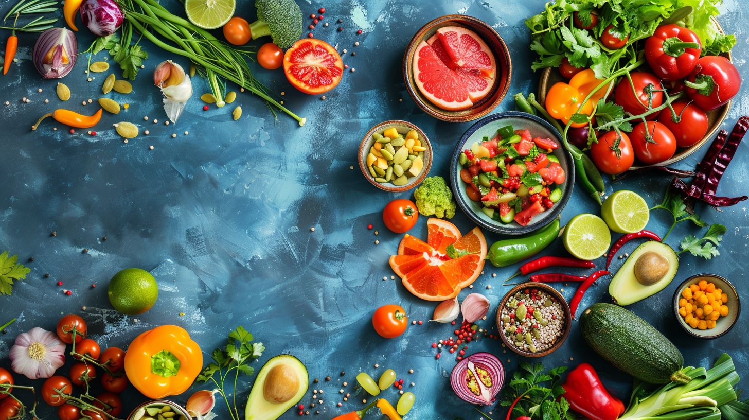 Pestré a farebné jedlo na stole